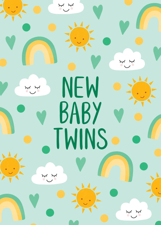 Weather Icons New Baby Twins Card