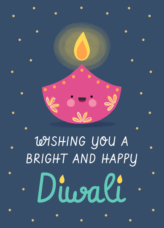 Bright And Happy Diya Diwali Card