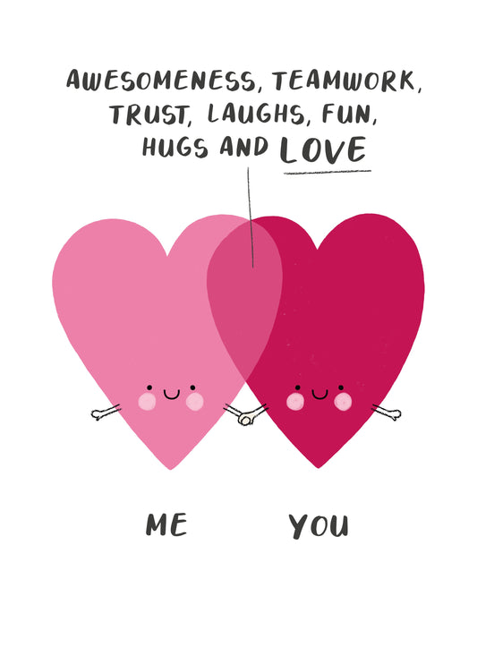Me & You Hearts Venn Diagram Card