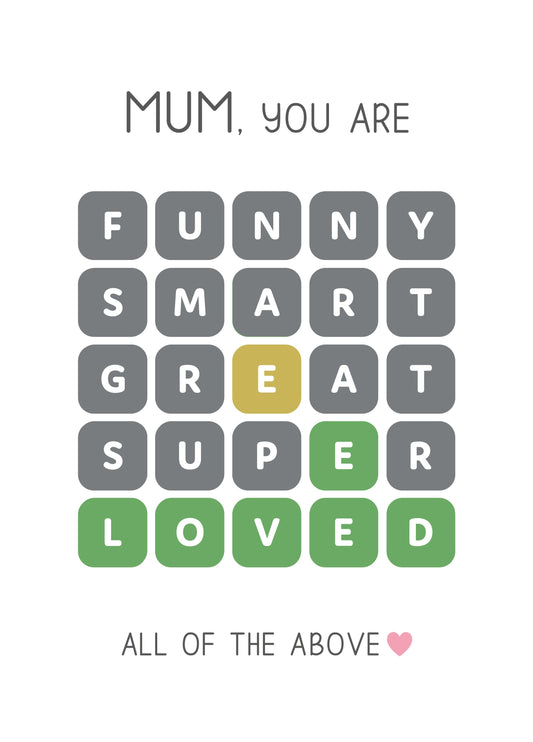 Wordle Mum You Are Loved Card