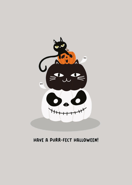Have A Purr-fest Halloween - Cute Cat Pumpkin Card