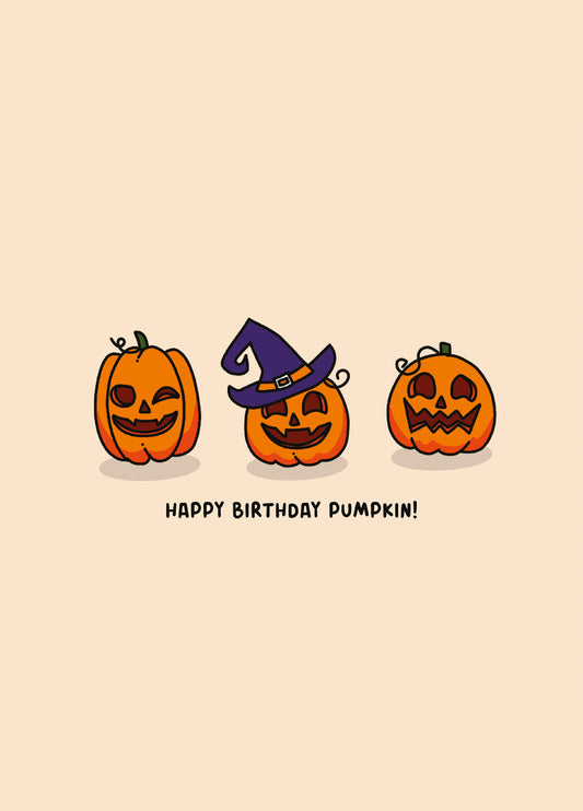 Happy Birthday Pumpkin - October Birthday Halloween Autumn Card