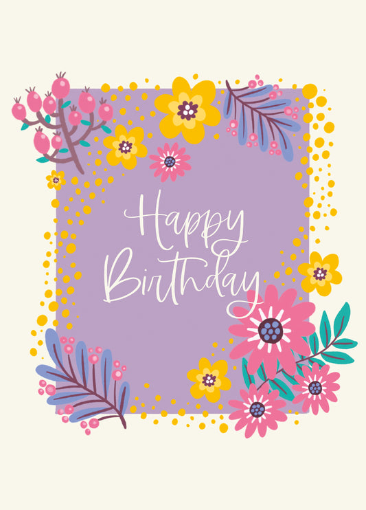 Happy Birthday Floral Pretty Birthday Card Design
