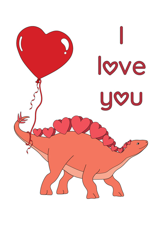 I Love You Dinosaur Valentine's Day Card