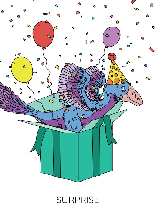 SURPRISE! Dinosaur Birthday Card