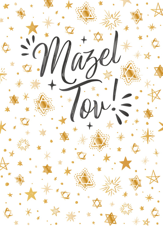 Mazel Tov Gold Stars Card