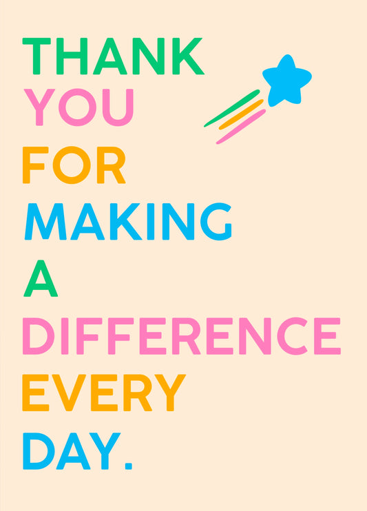 Teacher Card Thanks For Making A Difference
