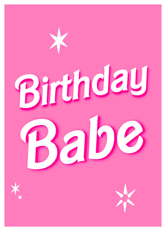 Birthday Babe - Barbie Pink Card