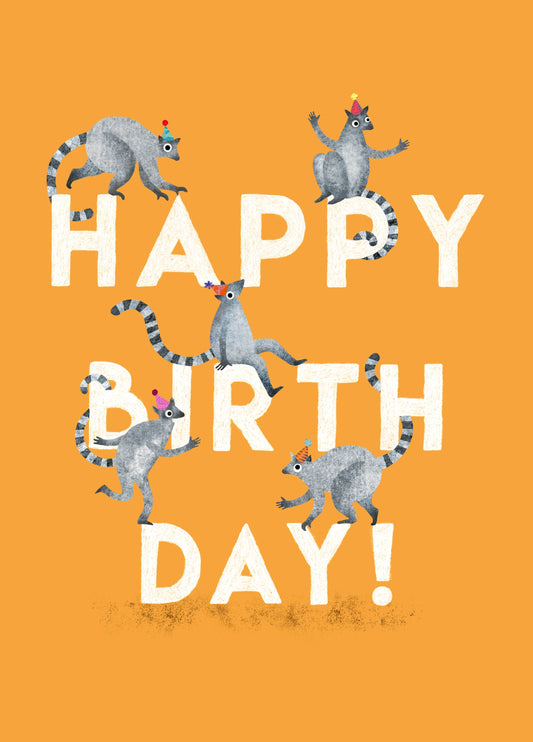 Happy Birthday Lemurs Card