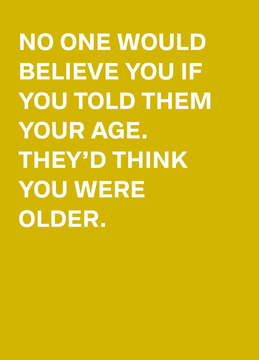 Funny Typographic Birthday Card: Hilarious Age Banter