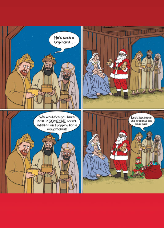 Santa & The Three Wise Men Card