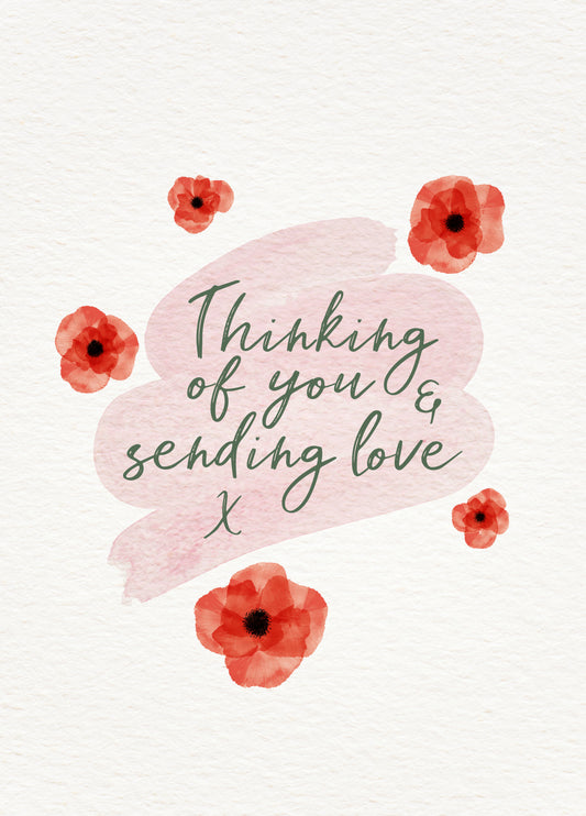 Thinking Of You Sympathy Card - Poppies