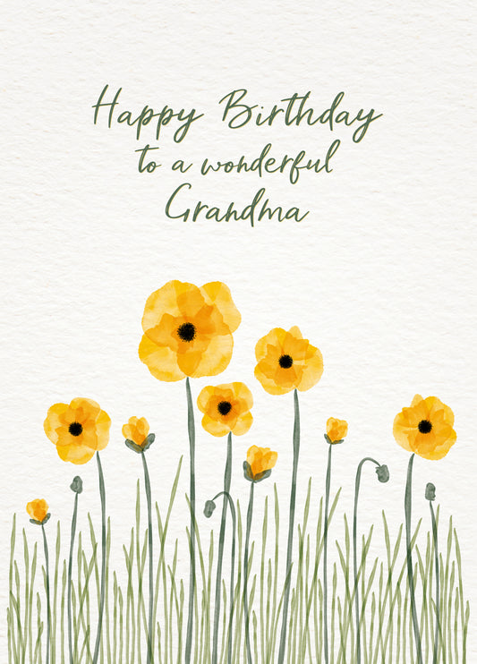 Poppies Birthday Card For Grandma