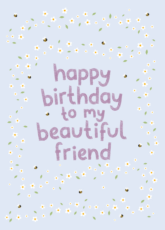 Daisies & Bees Birthday Card - Friend