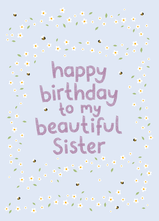 Daisies & Bees Birthday Card - Sister