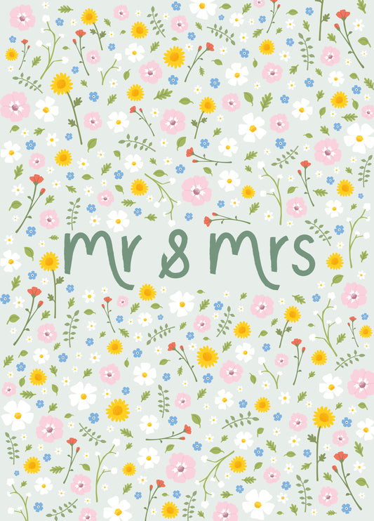 Floral Wedding Card Mr & Mrs