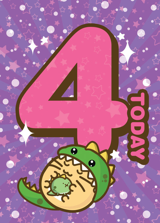 4th Birthday Card - Fuzzballs Card