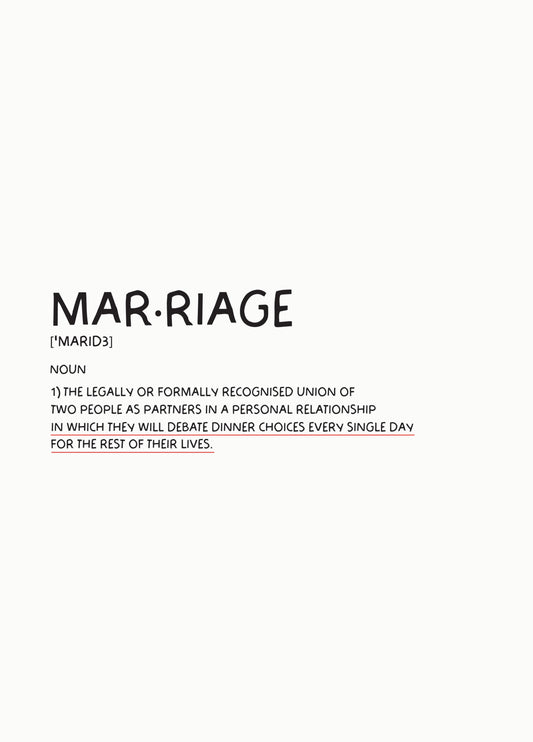 Marriage Definition Anniversary Card