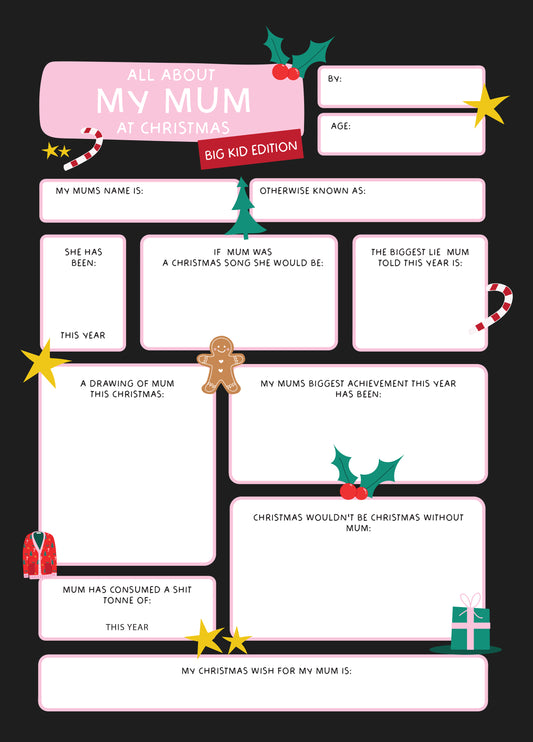 All About My Mum At Christmas - Big Kid Edition
