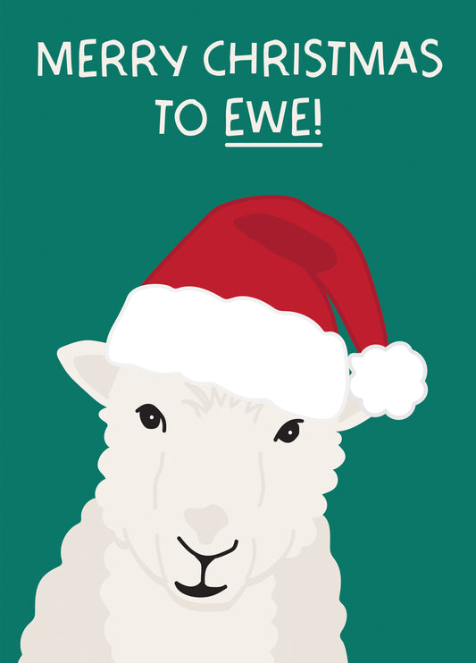 Merry Christmas To Ewe - Punny Sheep Christmas Card!