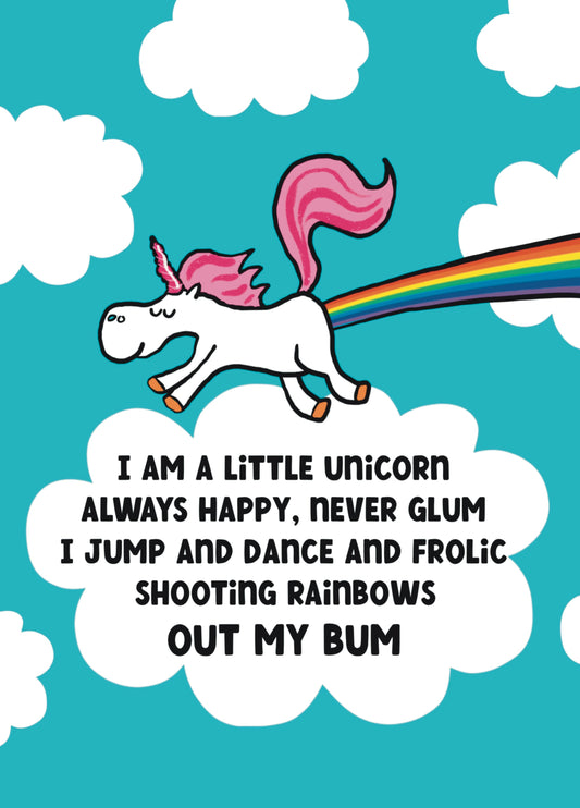 Rainbow Bum Unicorn Card