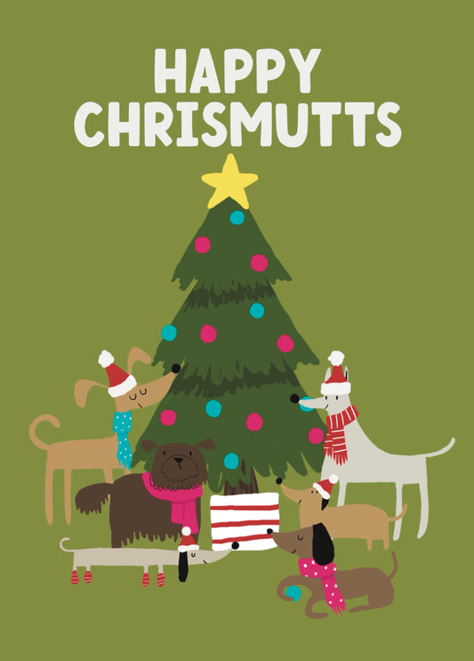 Happy Chrismutts Cute Dog Card
