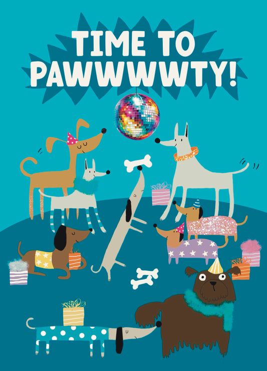 Time To Pawty Dog Disco Card