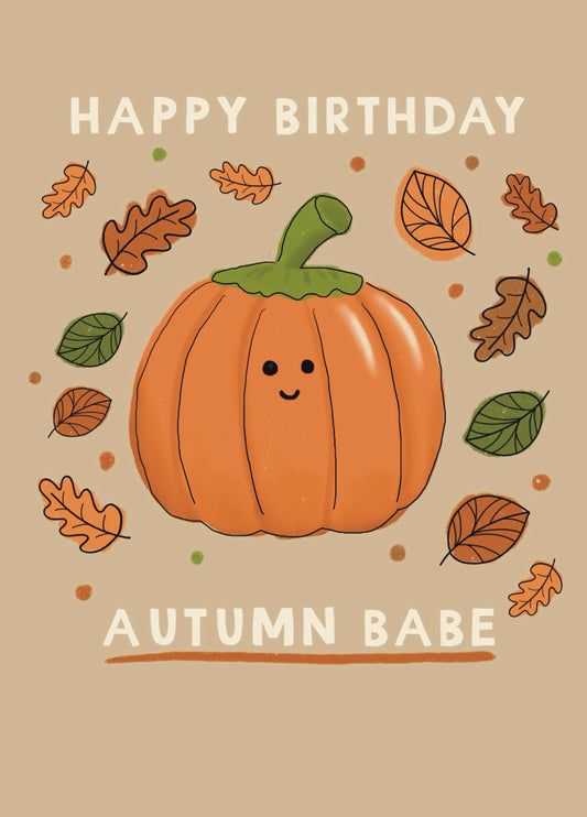 Autumn Babe Birthday Card