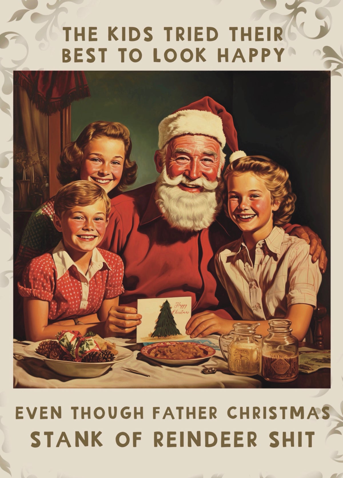 Funny Santa Stinks Vintage Card