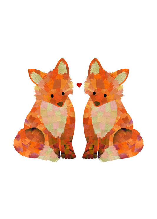 Two Foxes In Love Card