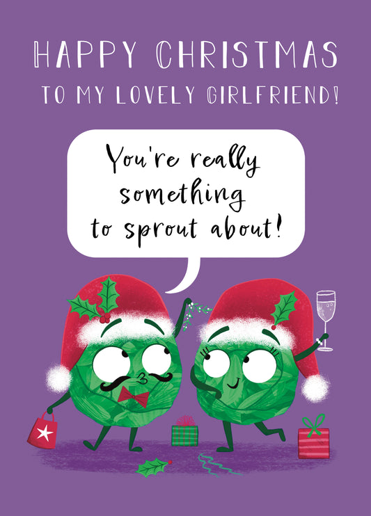 Happy Christmas Girlfriend Cute Sprouts Card