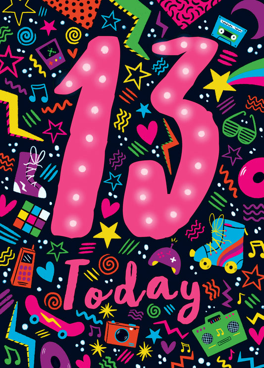 13 Today Retro Pattern Card