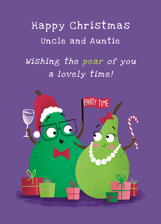 Uncle And Auntie Pear Of You Cute Christmas Card