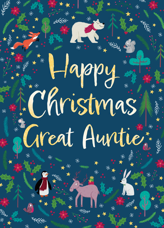 Cute Christmas Card For Great Auntie With Festive Foliage