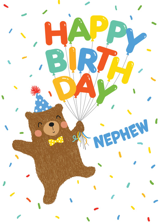 Nephew, Happy Birthday Bear Card