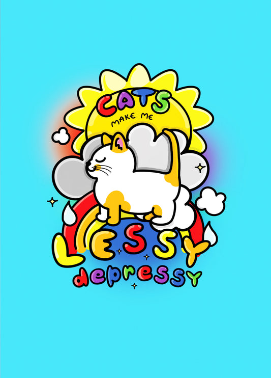 Cats Make Me Lessy Depressy Card