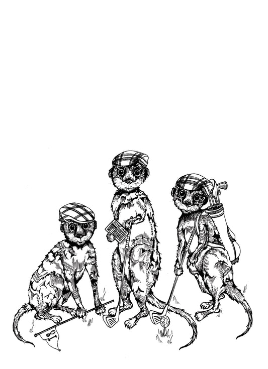 Golfing Meerkats Card