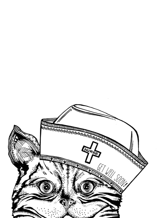 Kitty Nurse Get Well Card