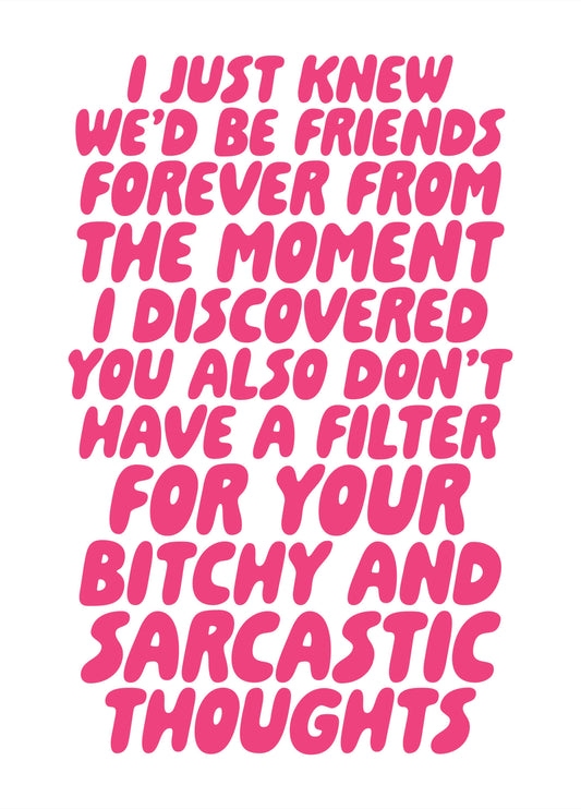 I Just Knew We'd Be Friends Forever From The Moment