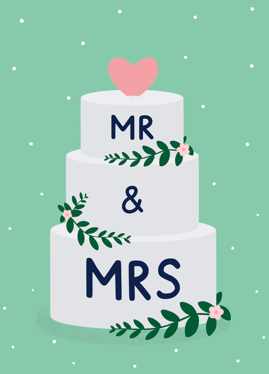 Mr And Mrs Wedding Cake Card