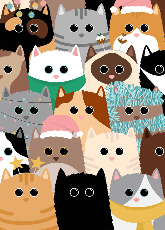 Lots Of Christmas Cats Blank Card
