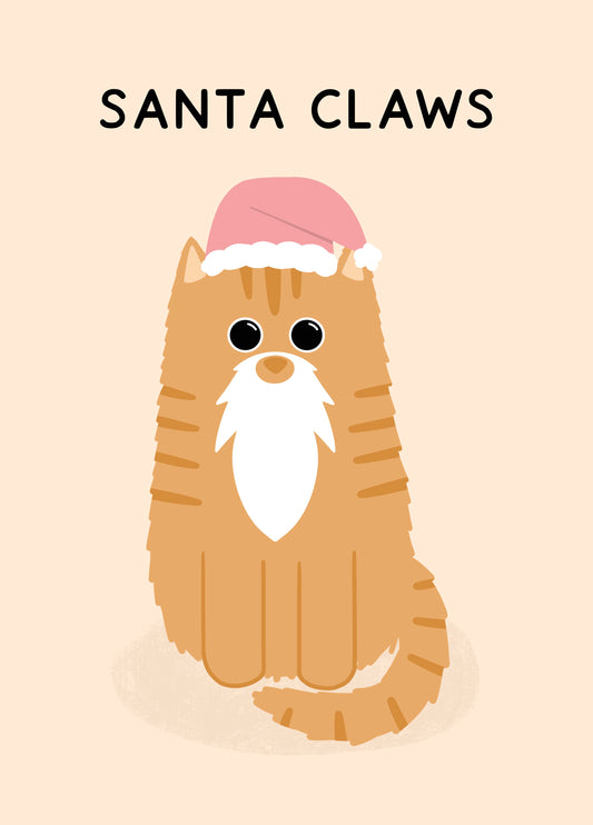 Santa Claws Cat Christmas Card