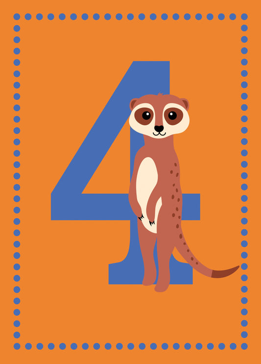 Age 4 Animal Birthday Card