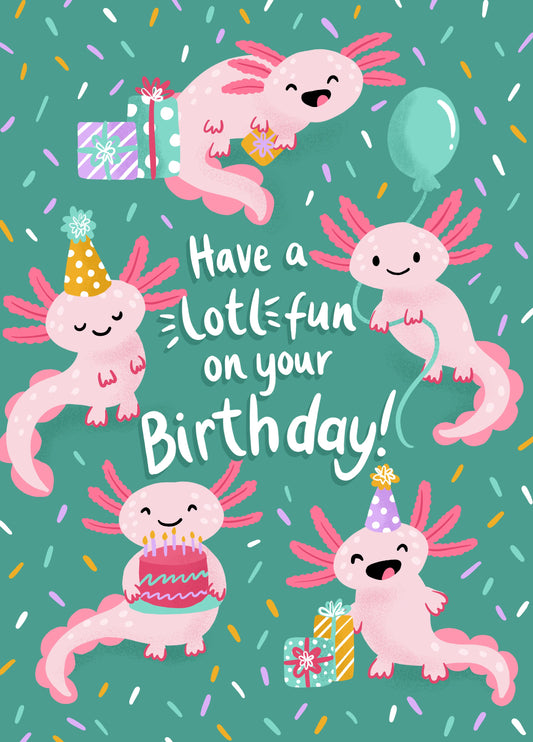 Axolotl Birthday Card