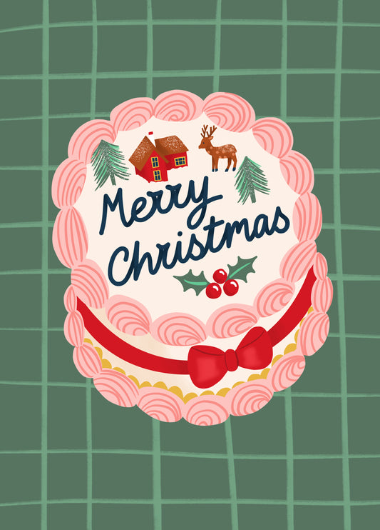 Retro Christmas Cake Card