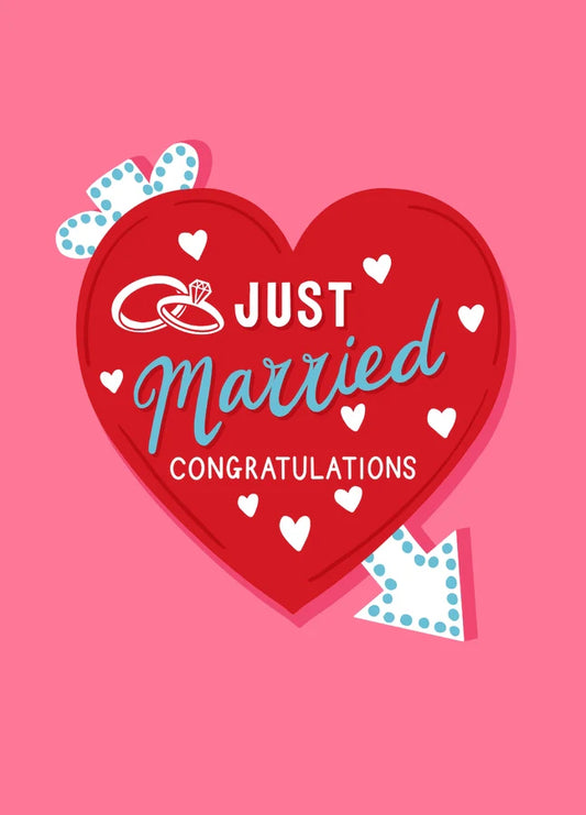 Just Married Retro Wedding Card
