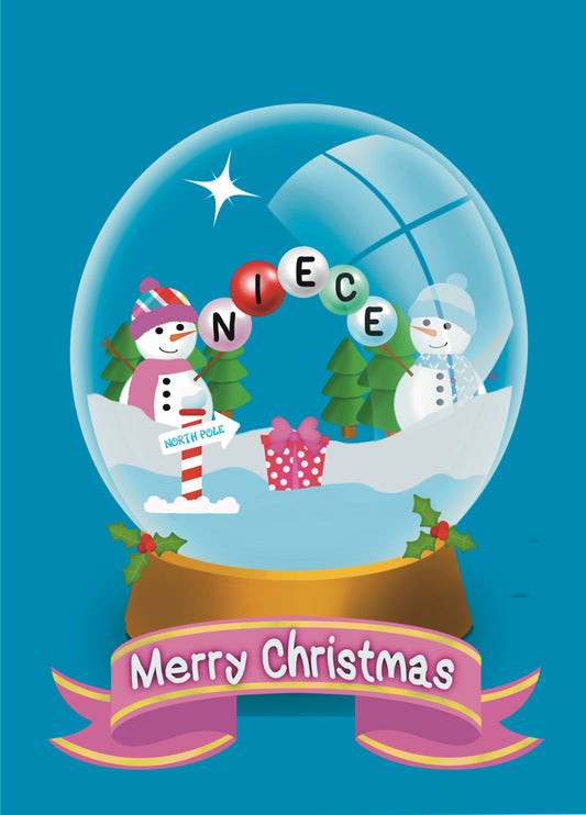 Merry Christmas Niece Snowglobe Card