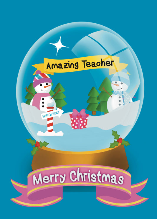 Amazing Teacher Christmas Snowglobe Card