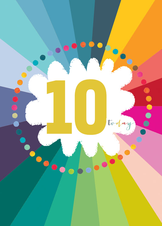 Colourful Cloud 10th Birthday Card