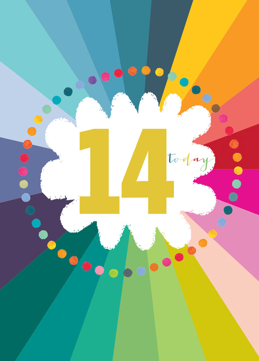 Colourful Cloud 14th Birthday Card